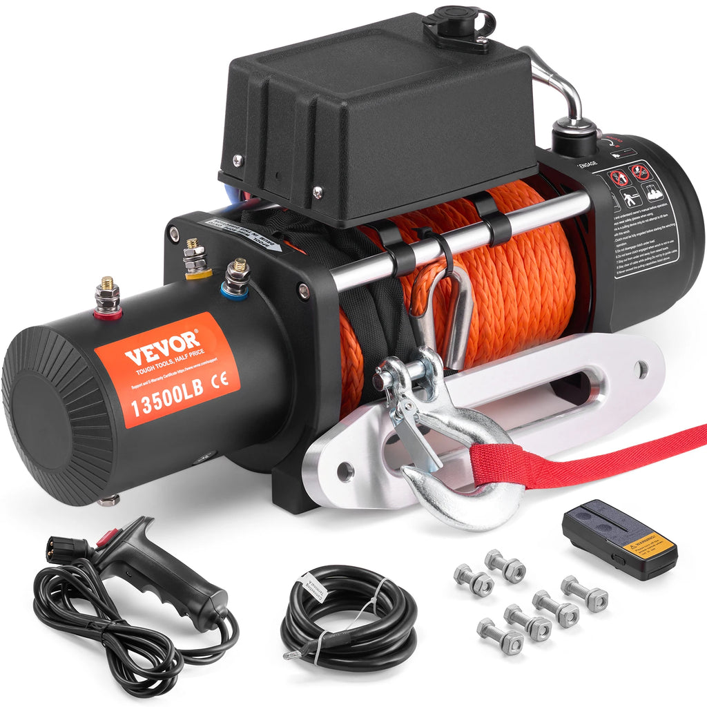 13,500 lb 12V DC Electric Winch with Wired Remote Control, IP55 Waterproof for Towing Off-Road SUV Jeep Trailer Boat