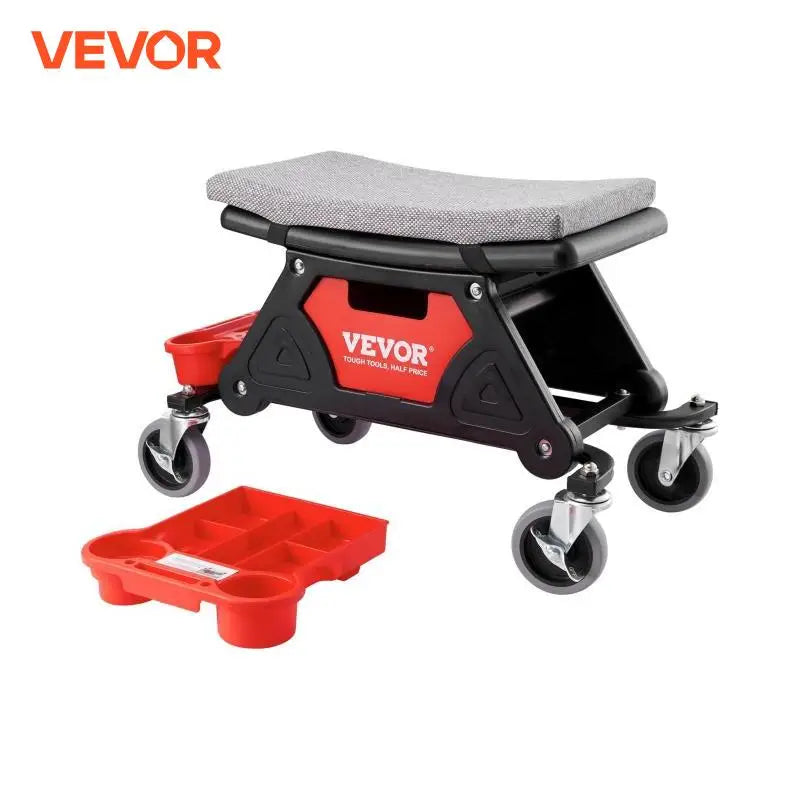 Rolling Mechanic Seat 300 LBS with Wheels Tool Trays Drawer Heavy Duty Roller Creeper Seat for Home Garage DIY Automotive