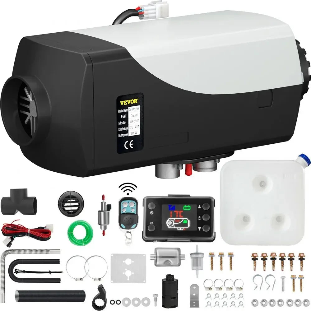 8KW Car Heater Diesel Air Heater 12V With Silencer LCD Switch Remote Control Truck Boat Bus RV Trailer Air Parking Heater