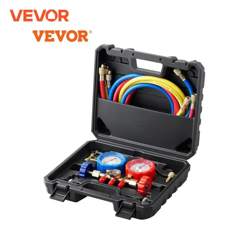 AC Gauge Set 3 Way AC Manifold Gauge Set for R134A/ R22/R12/R502 Refrigerant Works on Car Freon Charging and Evacuation