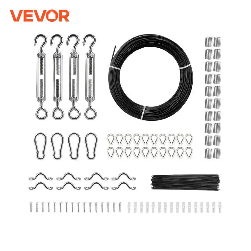 164ft Vinyl Coated Wire Rope Kit 1/16 Diameter Stainless Steel Cable 7x7 Strands for String Lights Clothesline