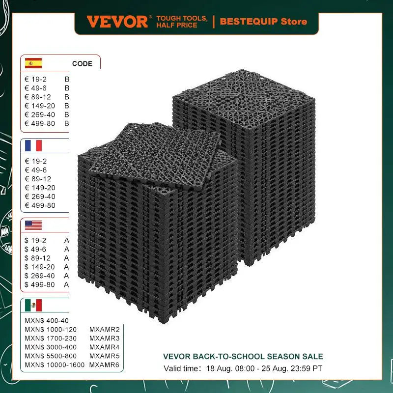 Interlocking Tile 12/50/55PCS 12" x 12" Splicing Soft PVC Drainage Floor Tiles Non-Slip Drainage Holes for Bathroom Pool