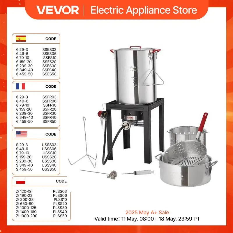 Gas One Turkey Fryer Propane Burner Complete Kit 30 Qt. Turkey and 10 Qt. Fish Fryer Boiler Steamer Set, 50,000 BTU Burner