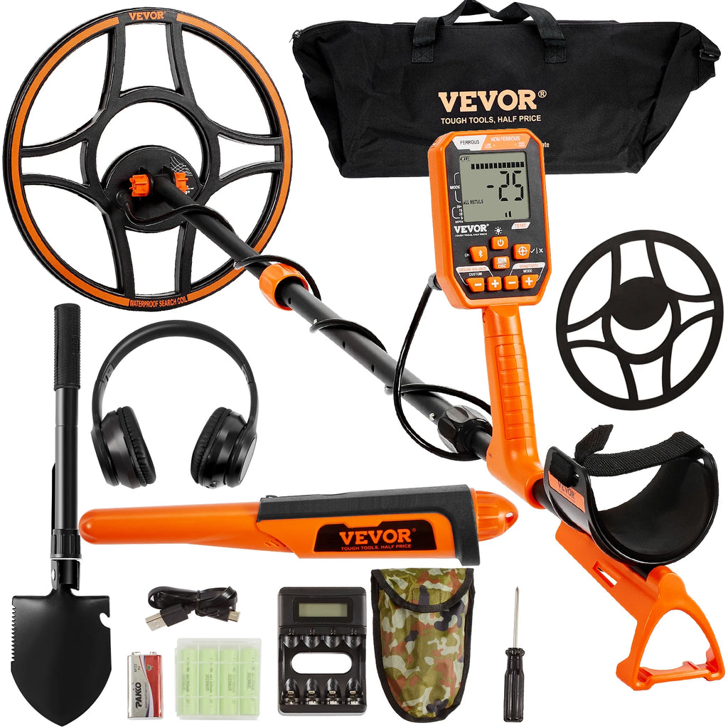Professional Rechargeable Metal Detector 12" IP68 Waterproof Coil 39-50 in Adjustable with LCD 7Modes for Treasure Hunting