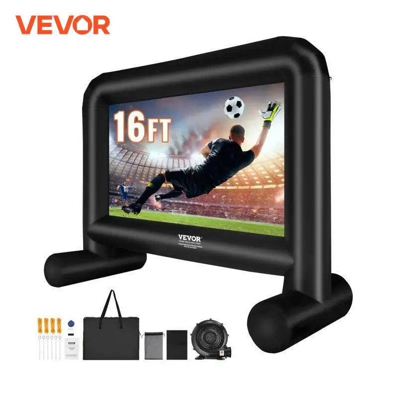 Inflatable Movie Screen 14/16 FT Inflatable Projector Screen for Outside w/ Blower for Outdoor Party Backyard Movie Night