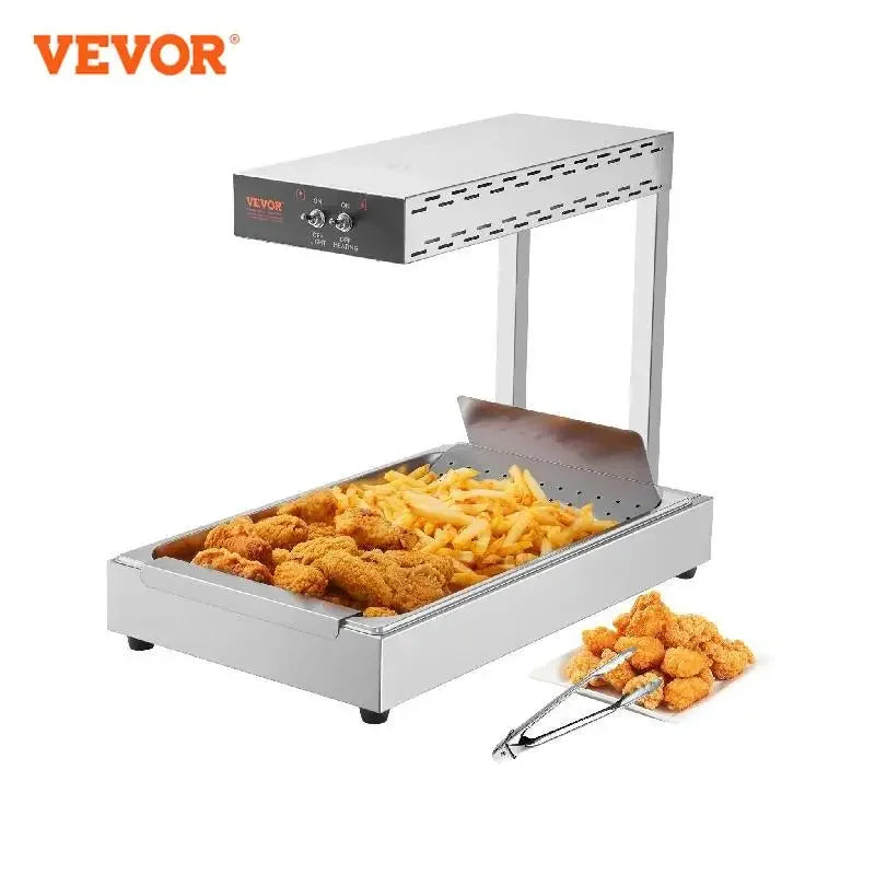 750/1000W Commercial French Fry Warmer with Heating Lamp, 104-122°F for Chip Buffet & Restaurant Countertop