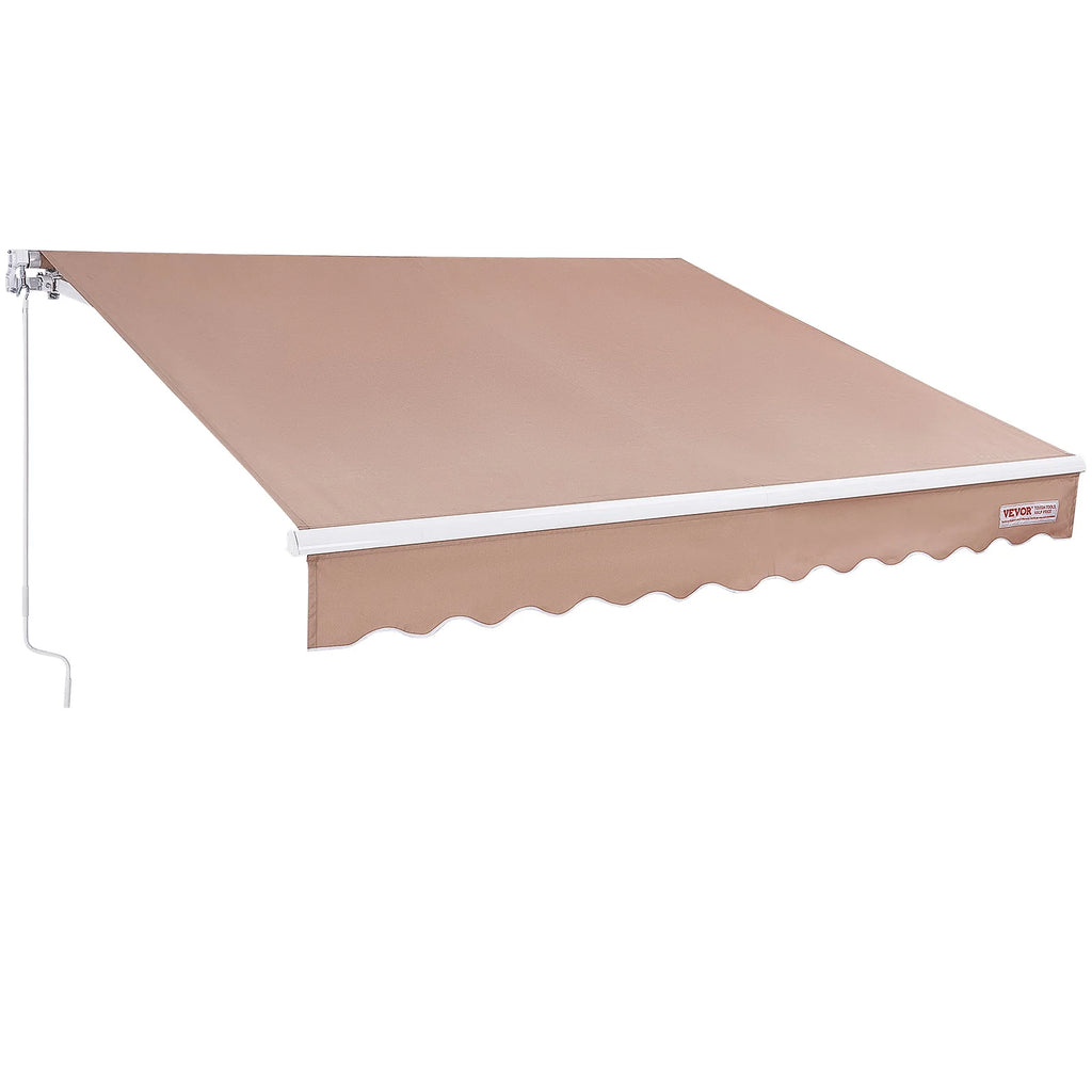 Manual Retractable Awning Outdoor  Awning Retractable Sun Shade Water-Resistant Polyester Patio Door Window for Backyard