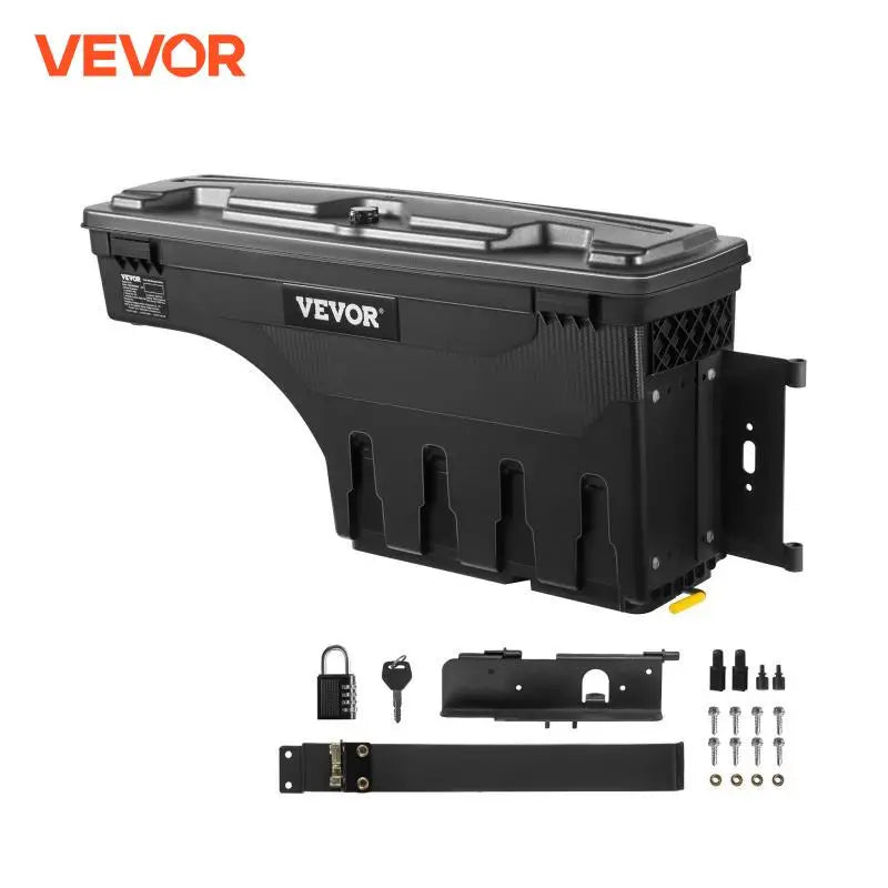 Truck Bed Storage Box Passenger Side Lockable Lid Waterproof ABS Wheel Well with Password Padlock Tool Box for Oil Trucks