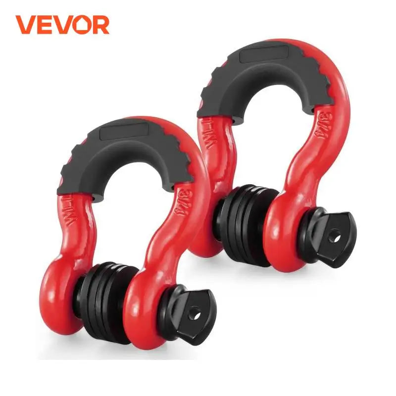 2Pcs 3/4" D-Ring Shackle 62832lbs Break Strength Bow Shackles with Isolator & Washers for Jeep Off-Road Vehicle Recovery
