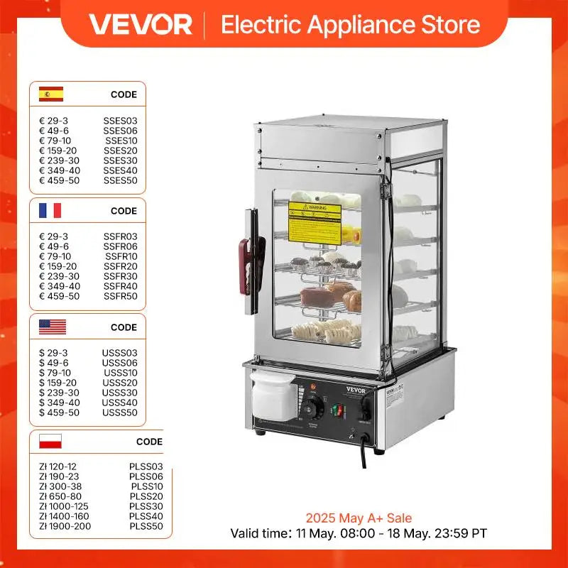 Commercial Food Warmer Display Food Steamer Bun Warmer Machine Temperature Control Stainless Steel Steamed Buns Warmer