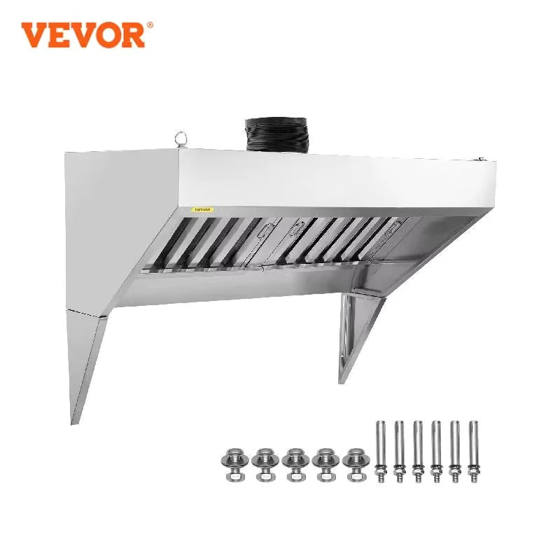 4/5/6/7/8/9FT Commercial Exhaust 201 Stainless Steel Concession Hood Under Cabinet Range Hood Kitchen Vent Hood Sliver