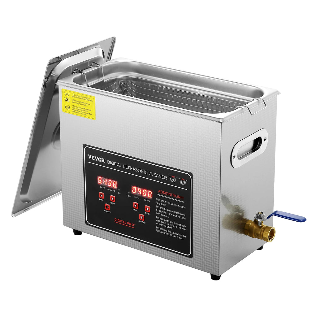 6L Ultrasonic Cleaner with Digital Timer & Heater, Ultra Sonic Jewelry Cleaner, Stainless Steel Heated Cleaning Machine