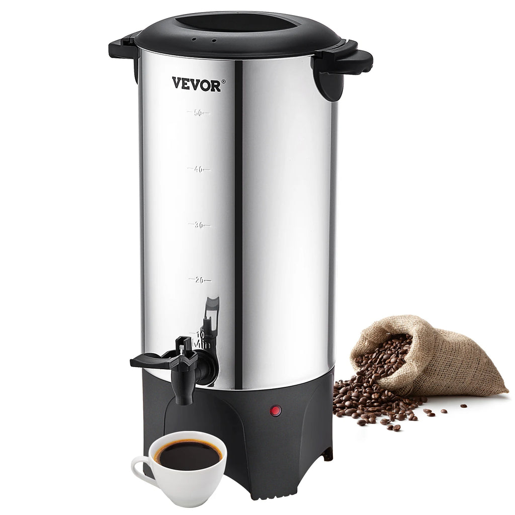 Commercial Coffee Urn, 50 Cups Stainless Steel Large Coffee Dispenser, 1000W Electric Coffee Maker Urn For Quick Brewing