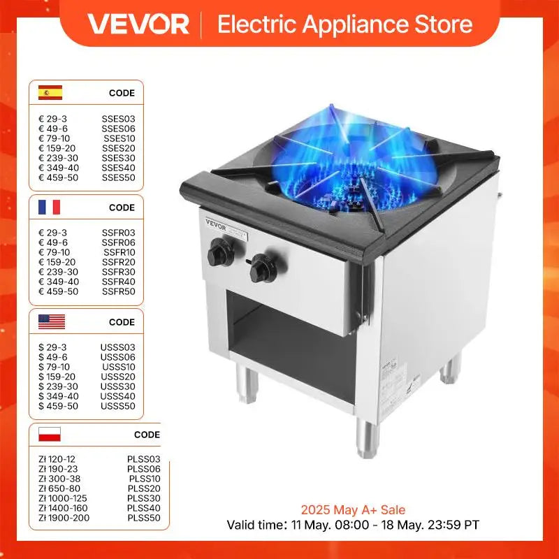 28000BTU 90000BTU Commercial Gas Stove with Cabinet Propane and Natural Gas Countertop Cooking Stove for Restaurant Buffet